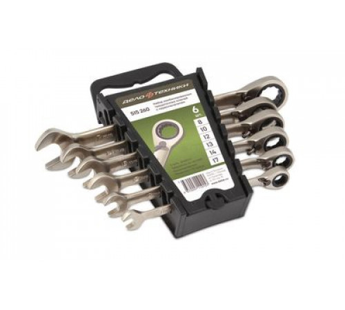 Набор ключей комб. трещоточных с переключателем (8,10,12,13,14,17 мм)6шт.пластик.холд ДТ