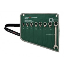 Набор ключей комб. трещоточных с переключателем (8,10,12,13,14,15,17,19 мм) 8шт.планшет ДТ