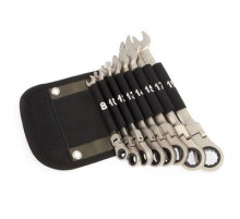 Набор ключей комб. трещоточных шарнирных 8шт(8,10,12,13,14,15,17,19 мм), в фирмен.сумке ДТ