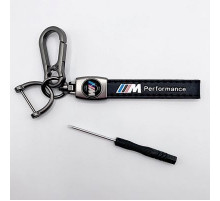 Брелок металл,кожа Performance 14,5*2 см  черный в комплекте отвертка