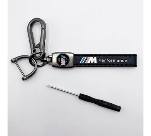 Брелок металл,кожа Performance 14,5*2 см  черный в комплекте отвертка