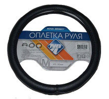 Оплетка на руль Nova Bright-fusion М экокожа,черная ,белая строчка