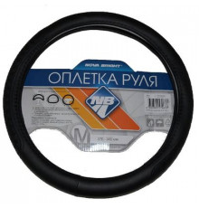 Оплетка на руль Nova Bright-fusion М экокожа,черная с фигурным тиснением