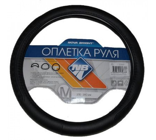 Оплетка на руль Nova Bright-fusion М экокожа,черная с фигурным тиснением