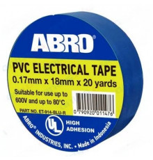 Изолента термостойкая 0,18*20yd (18,2м) ABRO синяя