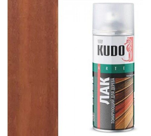 Лак тонирующий KUDO Махагон, для дерева, акриловый, аэрозоль, 520 мл