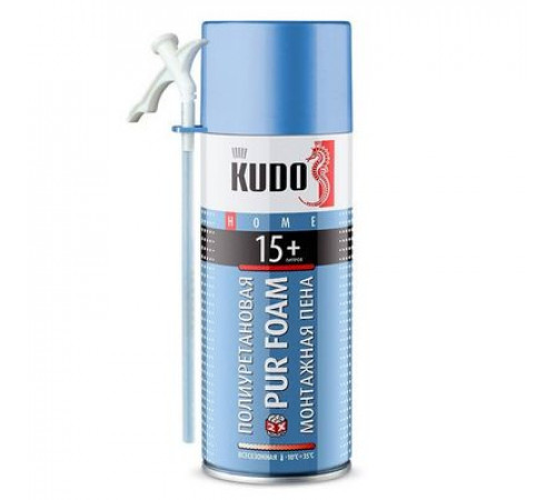 Пена полиуретановая монтажная KUDO PUR FOAM 15+, бытовая, всесезонная, выход до 15 л., 520 мл