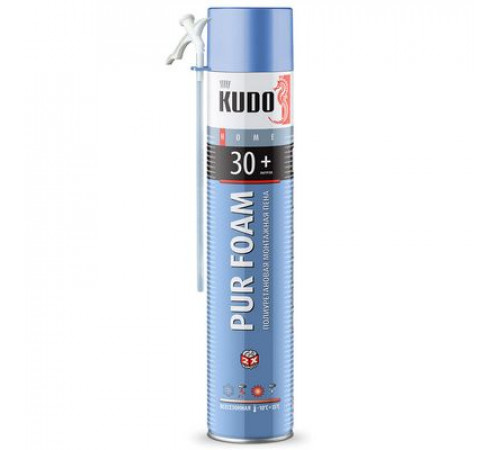 Пена полиуретановая монтажная KUDO PUR FOAM 30+, всесезонная, выход до 30 л., 1000 мл