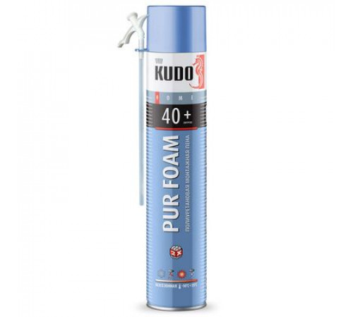 Пена полиуретановая монтажная KUDO PUR FOAM 40+, всесезонная, выход до 40 л., 1000 мл
