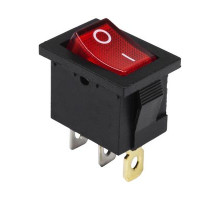 Выключатель-клавиша 12V 15А (3с) ON-OFF красный  с подсветкой  Mini  REXANT