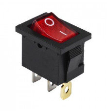 Выключатель-клавиша 12V 15А (3с) ON-OFF красный  с подсветкой  Mini  REXANT