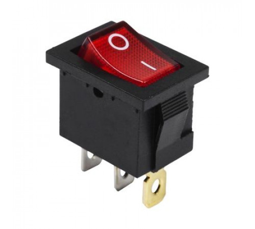 Выключатель-клавиша 12V 15А (3с) ON-OFF красный  с подсветкой  Mini  REXANT