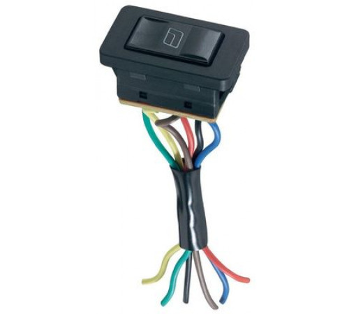 Выключатель (стеклоподъемника) клавишный 12V 20А (6с) (ON)-OFF-(ON)  черный  с подсветкой и проводом