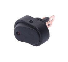 Выключатель-клавиша 12V 30А (3с) ON-OFF черный ОВАЛ с красной подсветкой  REXANT