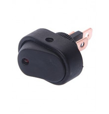 Выключатель-клавиша 12V 30А (3с) ON-OFF черный ОВАЛ с красной подсветкой  REXANT