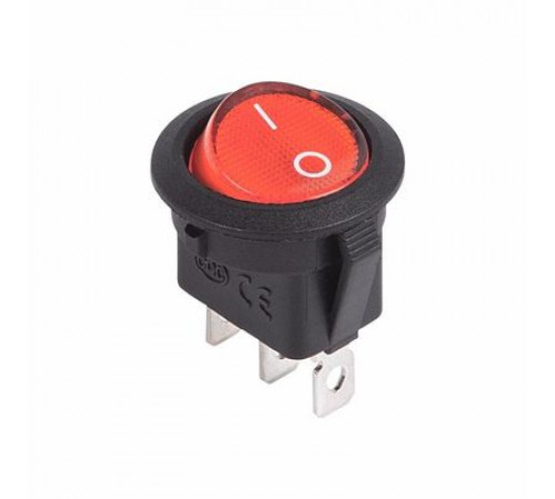 Выключатель-клавиша круглый 12V 20А (3с) ON-OFF красный  с подсветкой  REXANT