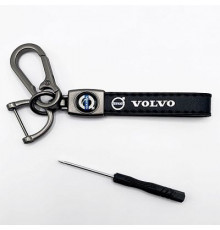 Брелок металл,кожа Вольво 14,5*2 см  черный в комплекте отвертка