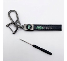 Брелок металл,кожа Ленд ровер 14,5*2 см  черный в комплекте отвертка