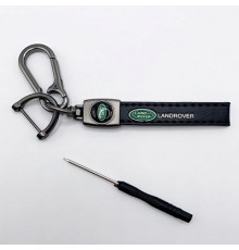 Брелок металл,кожа Ленд ровер 14,5*2 см  черный в комплекте отвертка