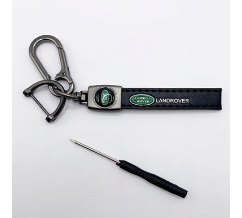 Брелок металл,кожа Ленд ровер 14,5*2 см  черный в комплекте отвертка