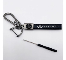 Брелок металл,кожа Инфинити 14,5*2 см  черный в комплекте отвертка