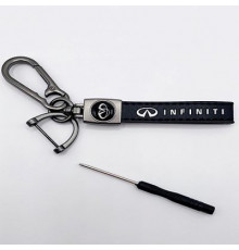 Брелок металл,кожа Инфинити 14,5*2 см  черный в комплекте отвертка