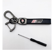 Брелок металл,кожа S-Line 14,5*2 см  черный в комплекте отвертка