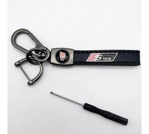 Брелок металл,кожа S-Line 14,5*2 см  черный в комплекте отвертка