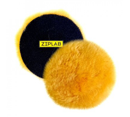 Полировальник меховой из нат.овчины, 125/150мм на липучке, желтый. Реплика Мирка ZIP LAB 90511