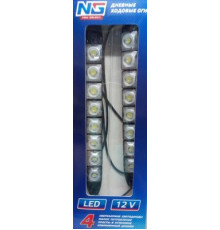 Дневные ходовые огни, LED 8шт, метал. корп., 220мм, 12V, белый, 2шт.NEW GALAXY