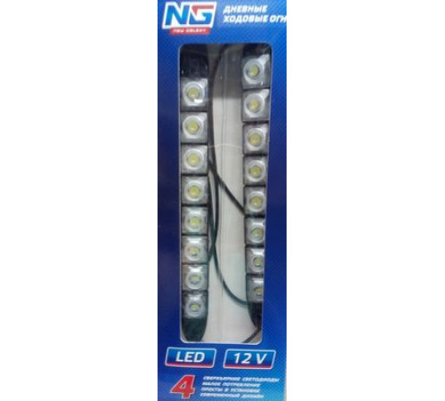 Дневные ходовые огни, LED 8шт, метал. корп., 220мм, 12V, белый, 2шт.NEW GALAXY