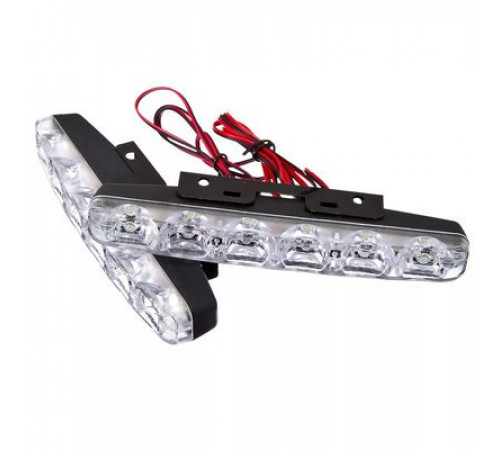 Дневные ходовые огни, LED 6шт, метал. корп., 155мм, 12V, белый, 2шт.NEW GALAXY