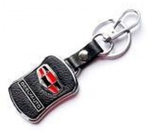 Брелок металл,кожа Geely 3,8*7 см черный  логотип c надписью на подвеске