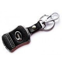 Брелок металл,кожа GAC 3,8*7 см черный  логотип c надписью на подвеске