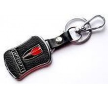 Брелок металл,кожа Hongoi 3,8*7 см черный  логотип c надписью на подвеске