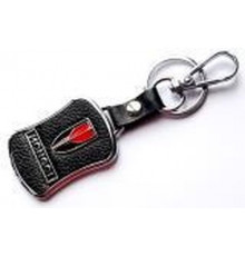 Брелок металл,кожа Hongoi 3,8*7 см черный  логотип c надписью на подвеске