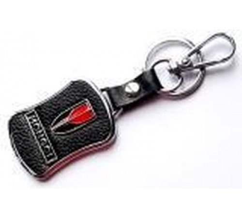 Брелок металл,кожа Hongoi 3,8*7 см черный  логотип c надписью на подвеске