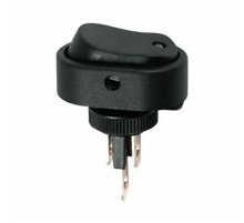 Выключатель-клавиша 12V 20А (3с) ON-OFF черный ОВАЛ с зеленой LED подсветкой  REXANT