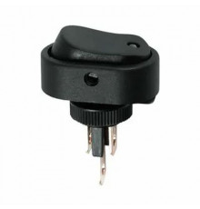 Выключатель-клавиша 12V 20А (3с) ON-OFF черный ОВАЛ с зеленой LED подсветкой  REXANT