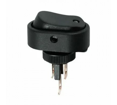 Выключатель-клавиша 12V 20А (3с) ON-OFF черный ОВАЛ с зеленой LED подсветкой  REXANT