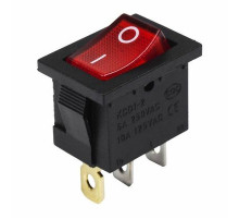 Выключатель-клавиша 24V 15А (3с) ON-OFF красный с подсветкой  Mini  REXANT