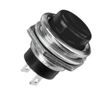 Выключатель-кнопка  металл 250V 2А (2с) ON-OFF  Ø16.2  черная  REXANT