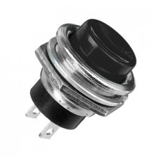 Выключатель-кнопка  металл 250V 2А (2с) ON-OFF  Ø16.2  черная  REXANT