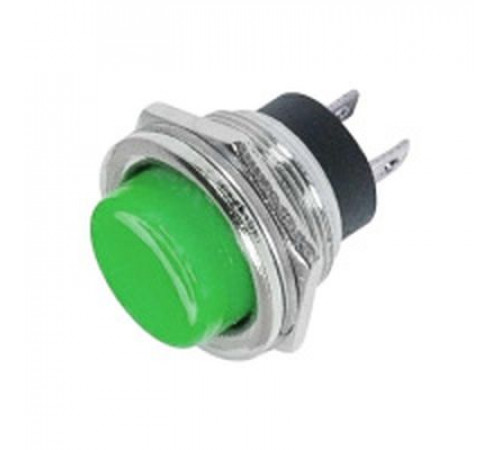 Выключатель-кнопка  металл 250V 2А (2с) ON-OFF  Ø16.2  зеленая  REXANT