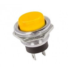 Выключатель-кнопка  металл 250V 2А (2с) ON-OFF  Ø16.2  желтая  REXANT