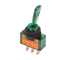 Тумблер 12V 20А (3c) ON-OFF однополюсный  с зеленой подсветкой  REXANT