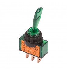 Тумблер 12V 20А (3c) ON-OFF однополюсный  с зеленой подсветкой  REXANT