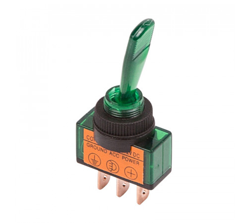 Тумблер 12V 20А (3c) ON-OFF однополюсный  с зеленой подсветкой  REXANT