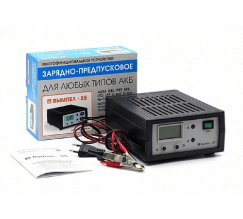 Зарядное устройство для АКБ Вымпел-55  предпусковое (автомат, 0,5-15А, 0,5-18В, ЖК индикатор) все ти