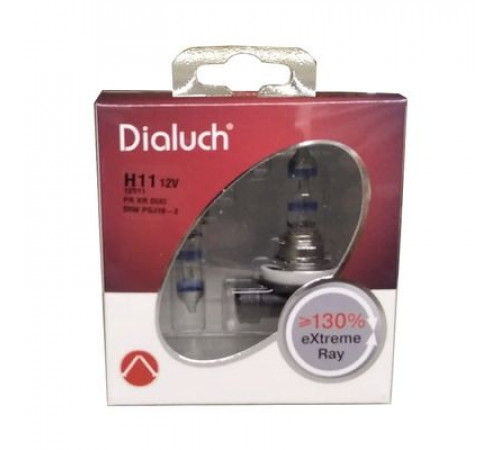 Лампы H11 12V 55W +130% (PGJ19-2-угол 90*,к-т-2шт) Extreme Ray Диалуч PRIME Корея ЛЧ411PR-2XR